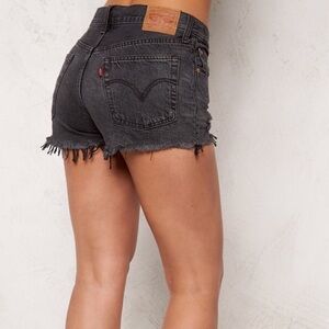Levi’s 501 Distressed Black Button Fly Mini Shorts 31